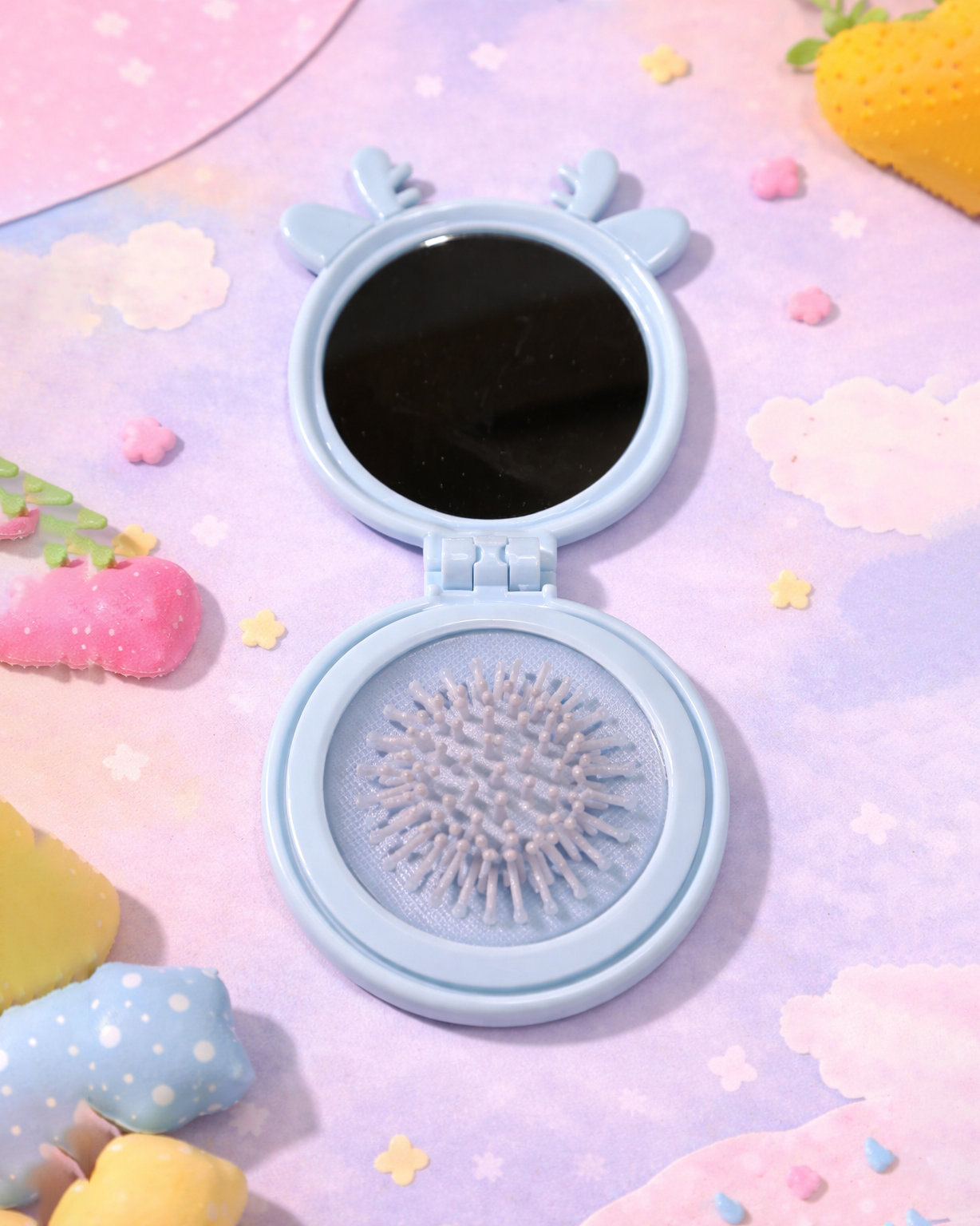 Blue Kids Mirror & Brush Compact