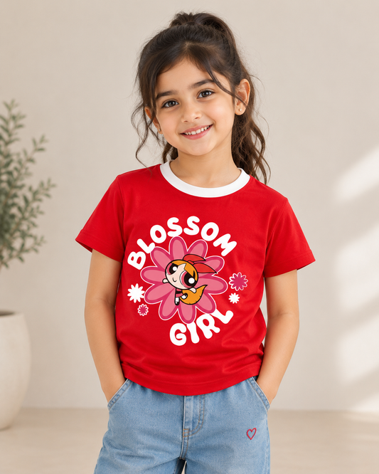 Blossom Girl Graphic Ringer T-Shirt