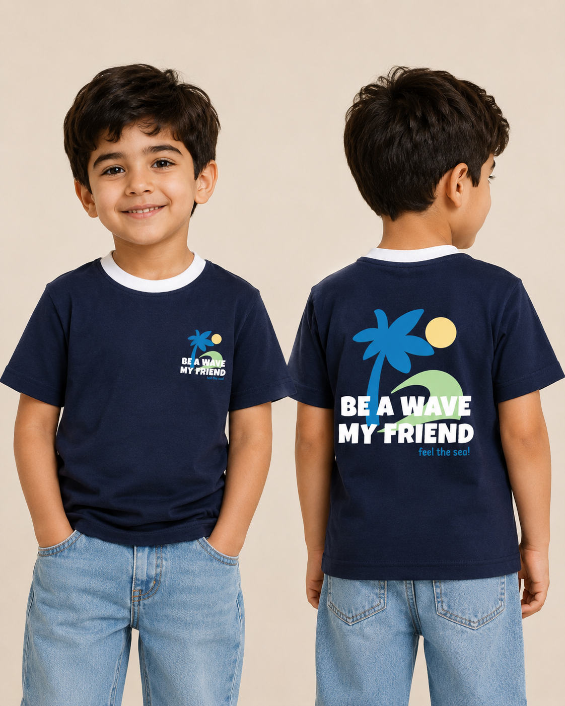 Be A Wave Graphic Ringer T-Shirt