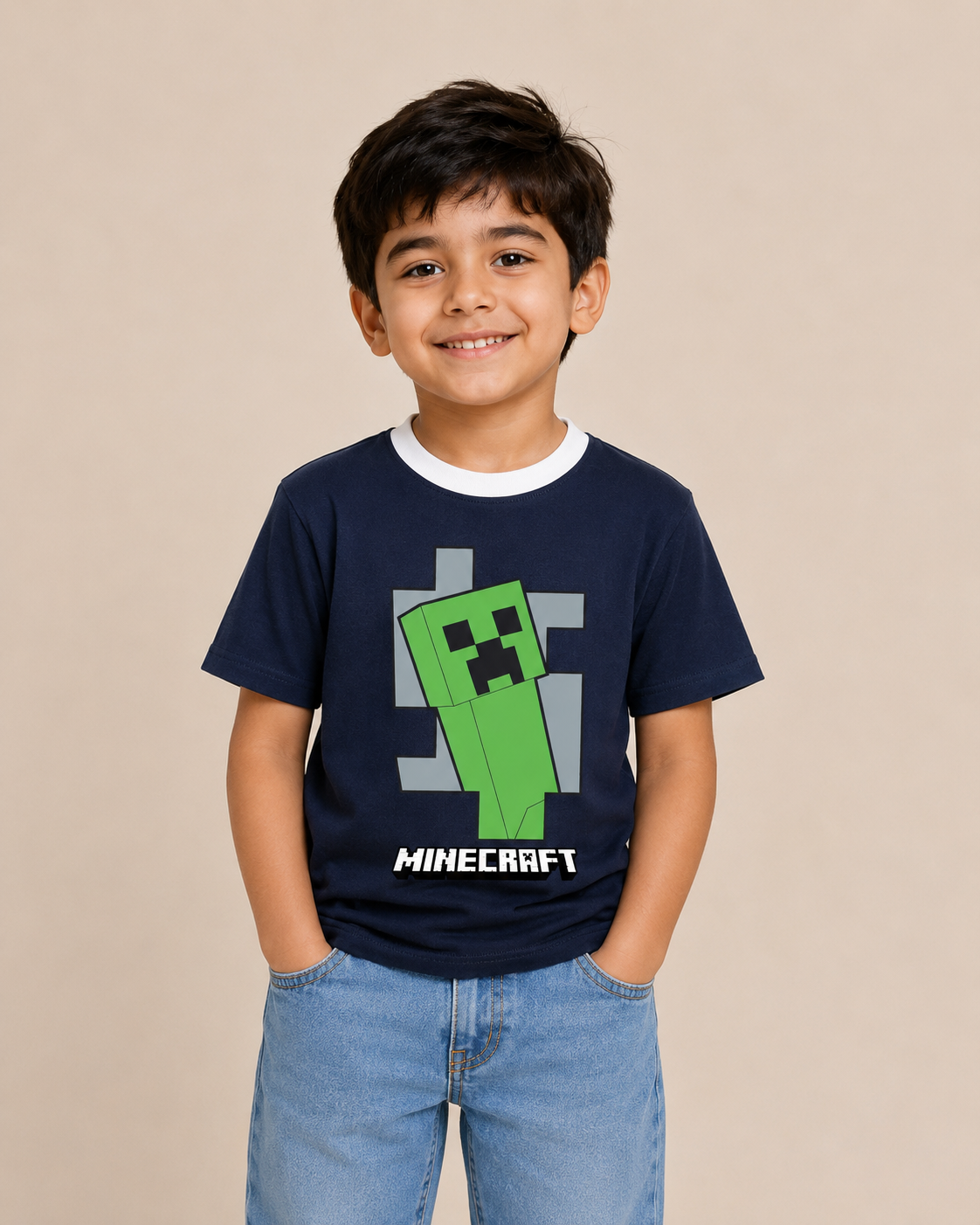 Minecraft Blocks Graphic Ringer T-Shirt