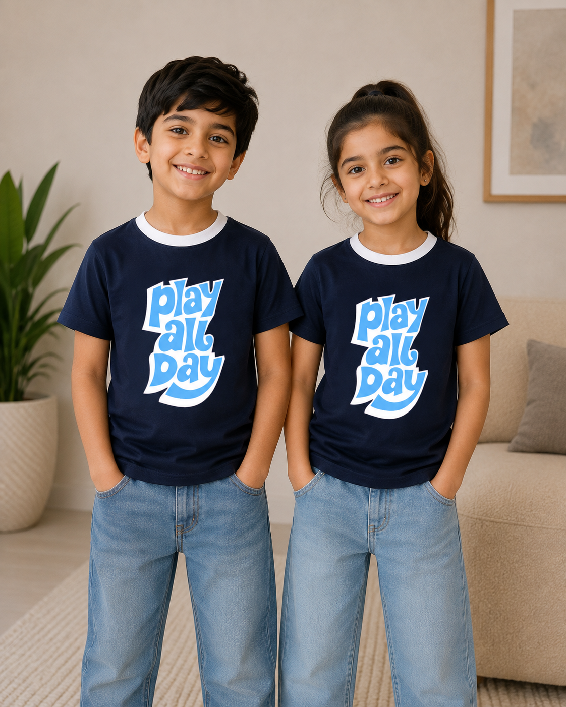 Play All Day Graphic Ringer T-Shirt