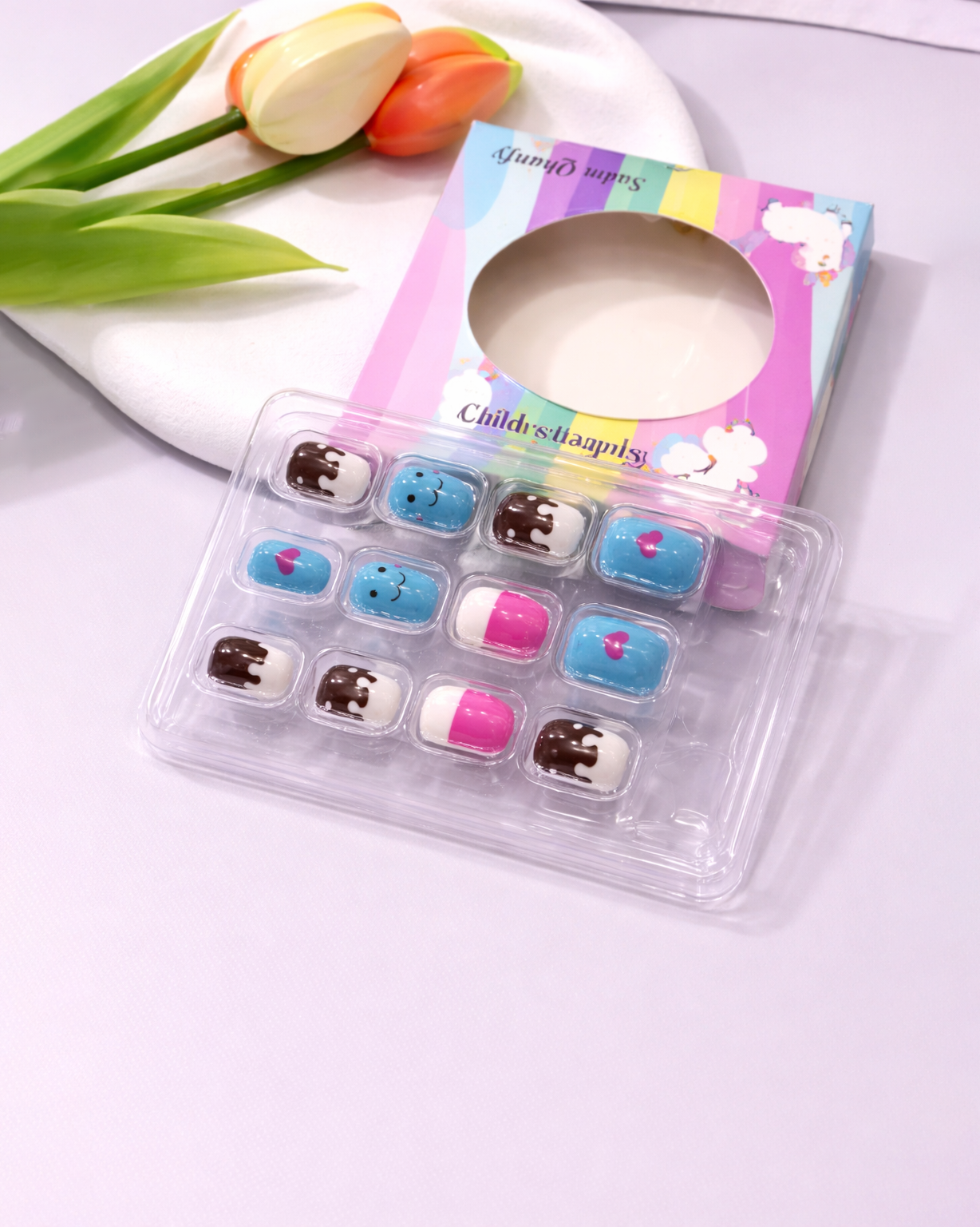 Kids Brown & Blue Nail Set