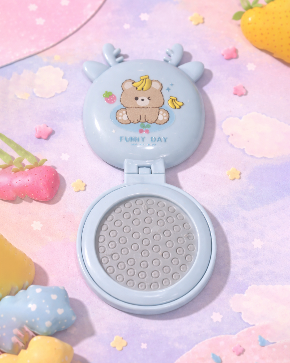 Blue Kids Mirror & Brush Compact