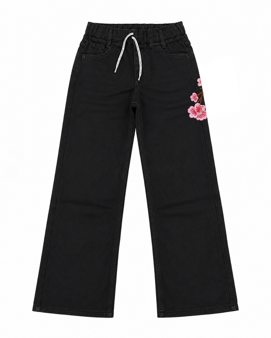Kids Y2K Vintage Floral Wide Leg Jeans