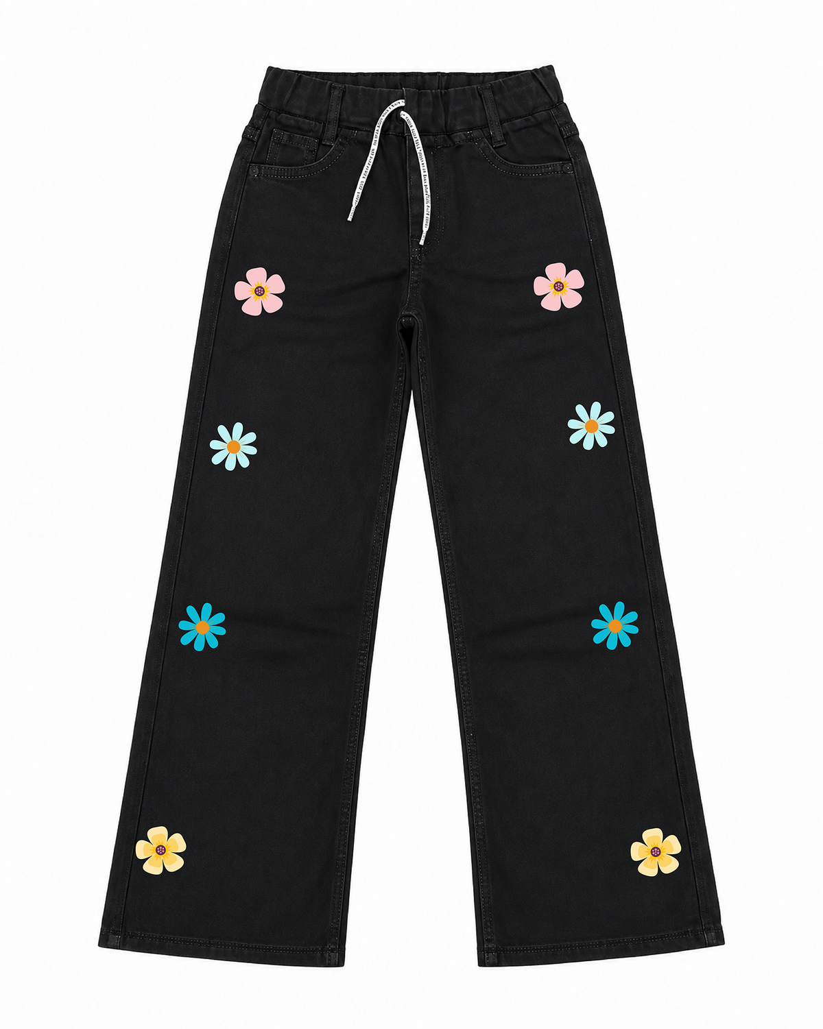 Kids Daisy Graphic Wide Leg Jeans