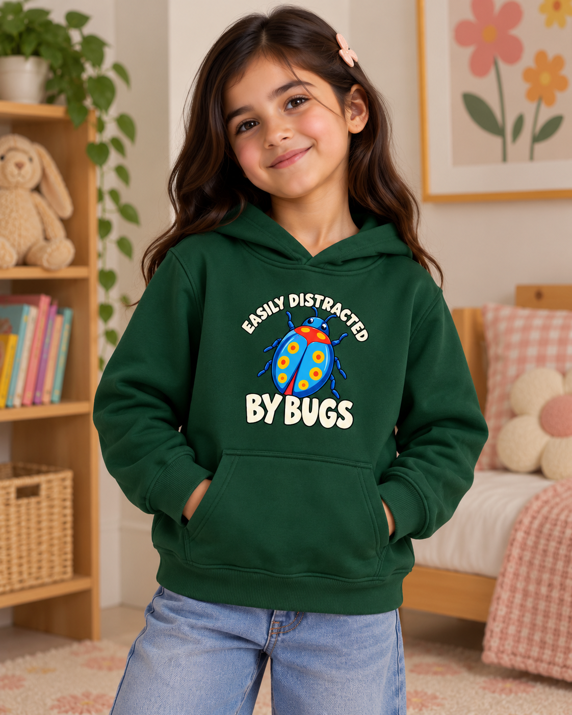 Distracted By Bugs Graphic- Kid Hoodie