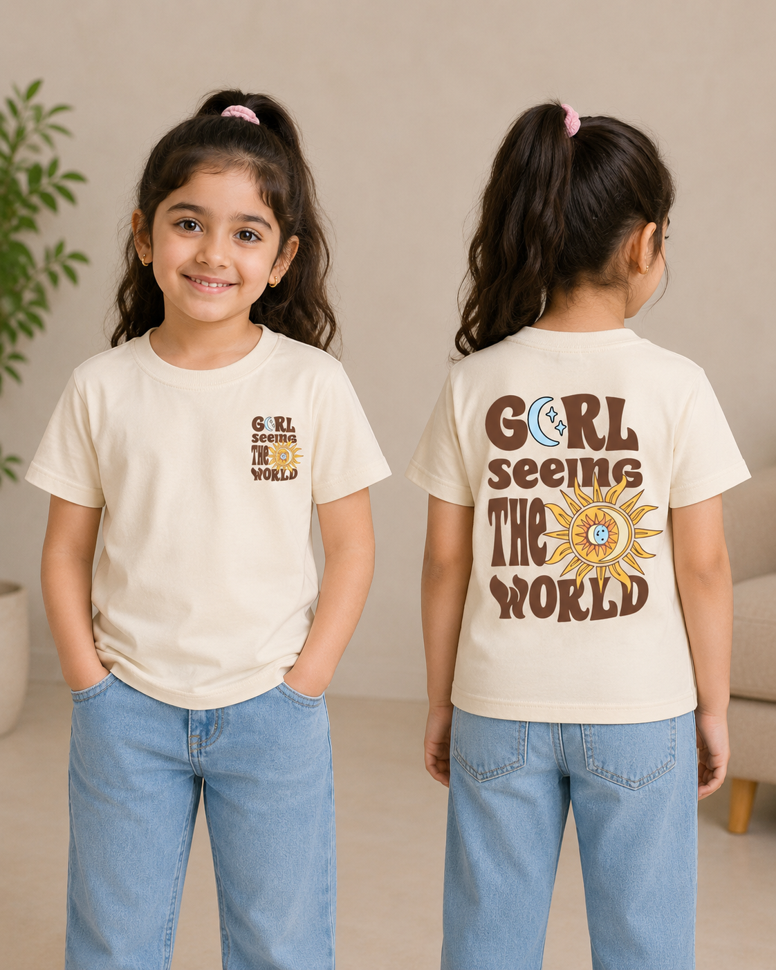 Girl Seeing The World Graphic T-Shirt