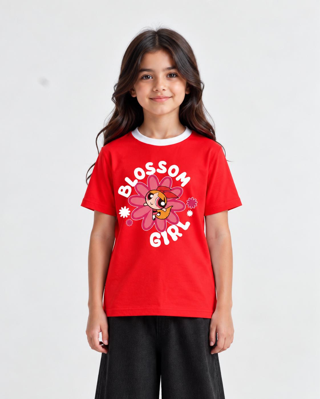 Blossom Girl Graphic Ringer T-Shirt