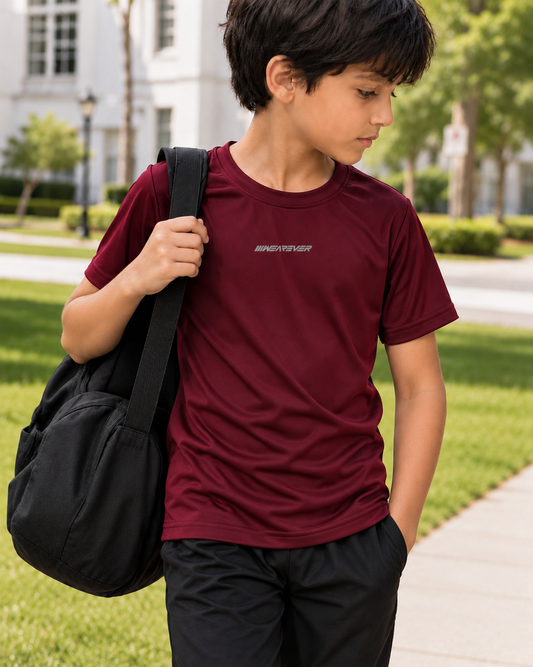 Kids Active Tee – Maroon