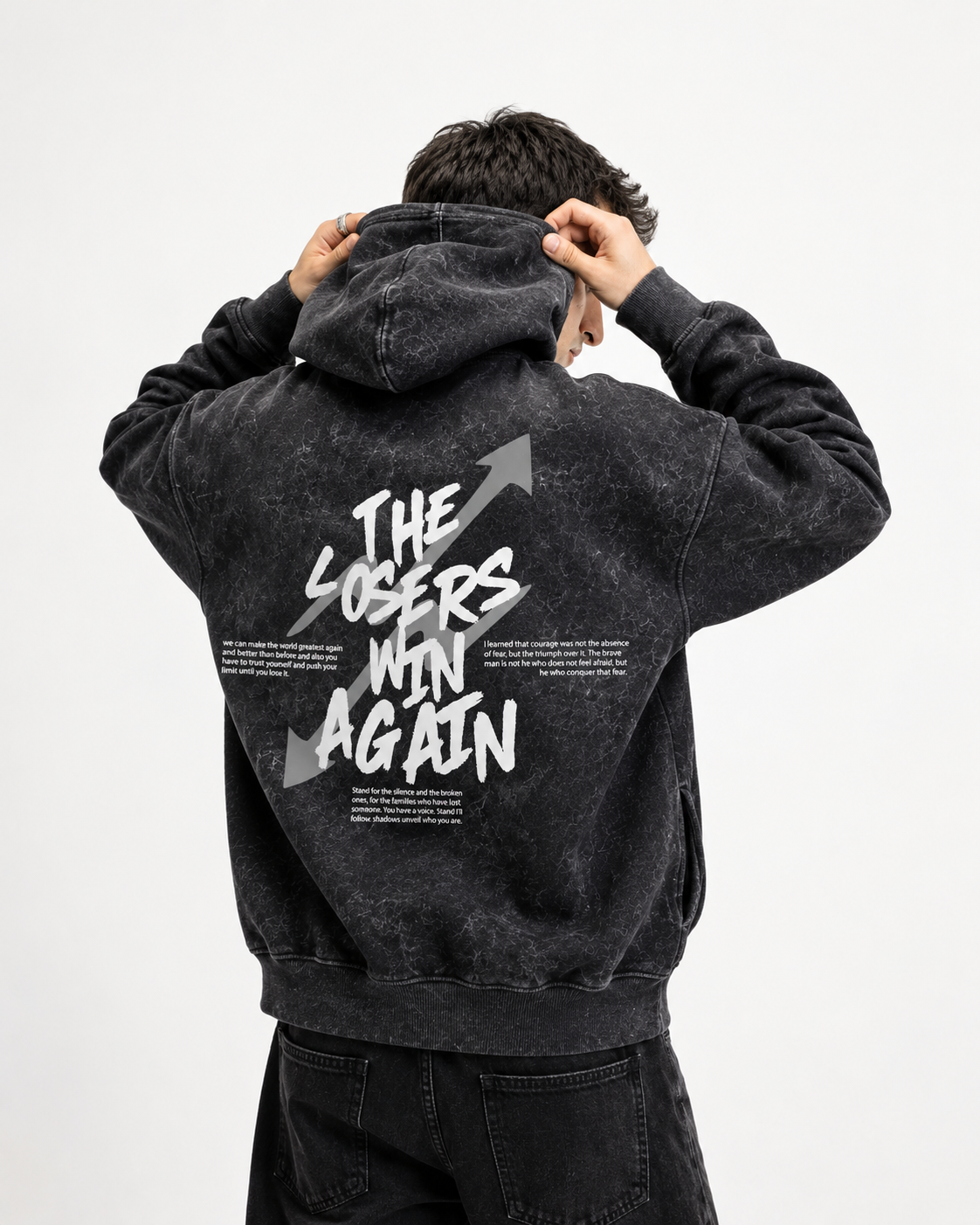 The Losers Win Again – Acid Wash Oversized Hoodie