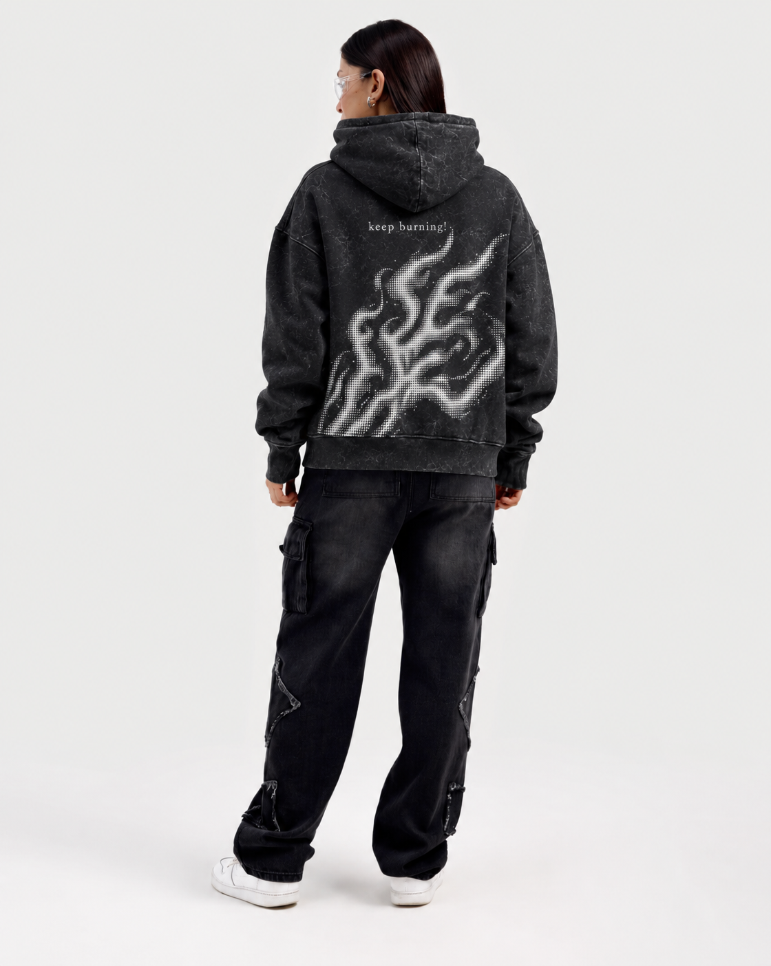 Keep Burning – Acid Wash Oversized Hoodie