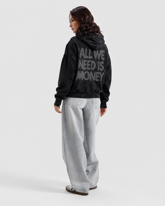 All We Need Is Money – Acid Wash Oversized Hoodie