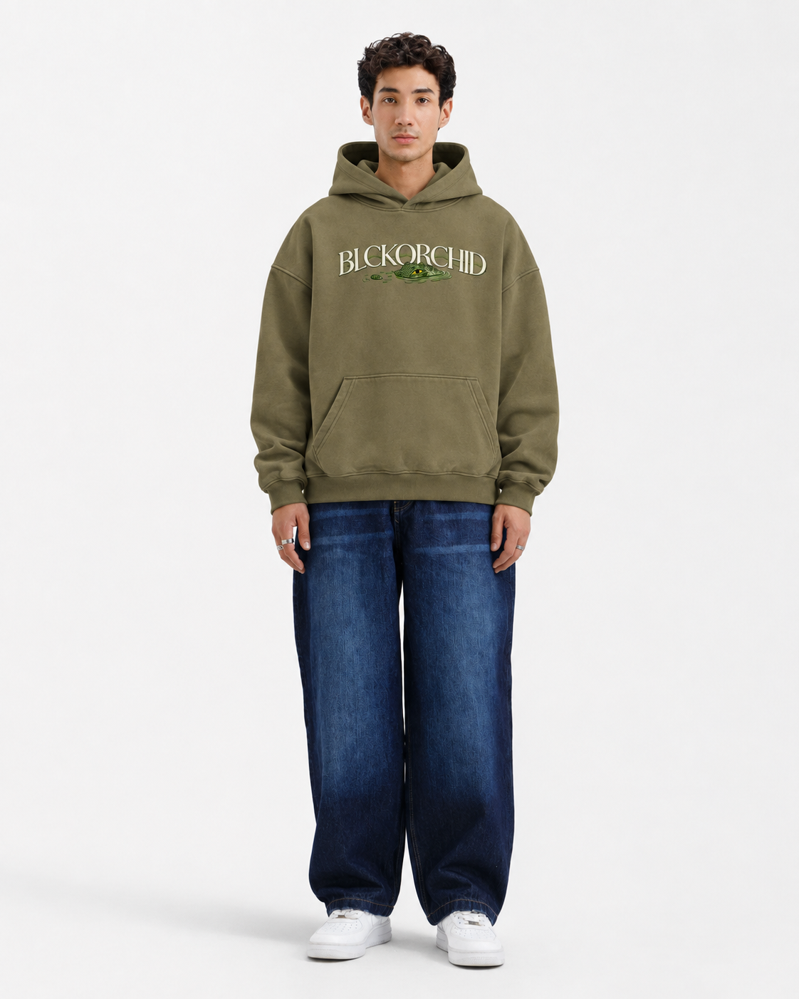 BLACK ORCHID – Olive Green Oversized Hoodie