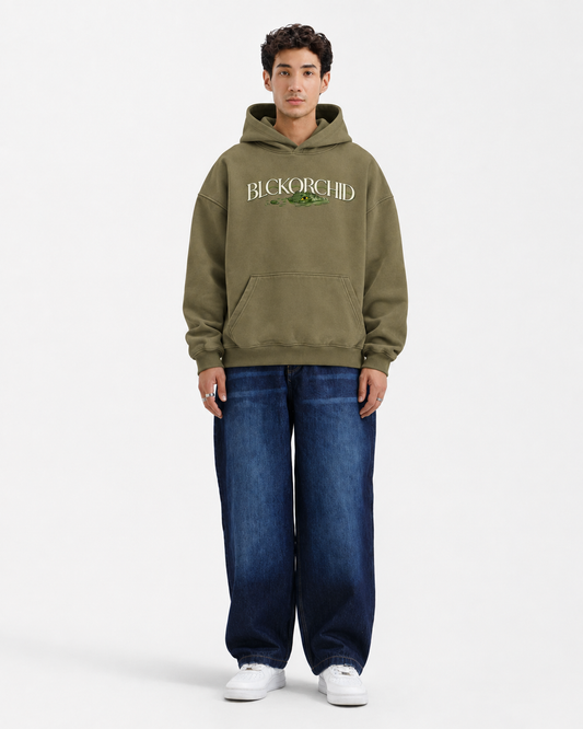 BLACK ORCHID – Olive Green Oversized Hoodie