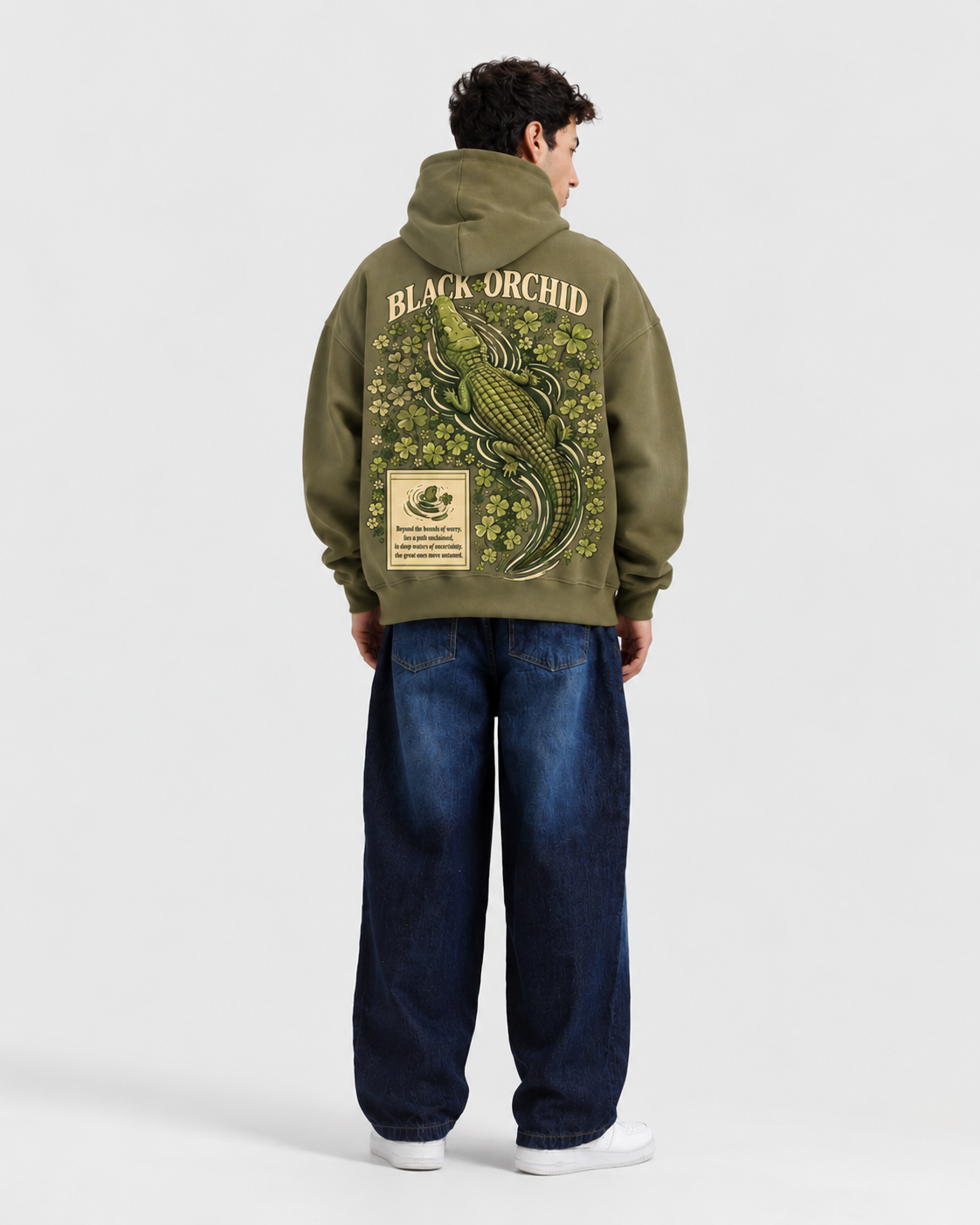 BLACK ORCHID – Olive Green Oversized Hoodie