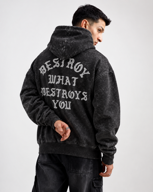 Destroy What Destroys You – Acid Wash Oversized Hoodie