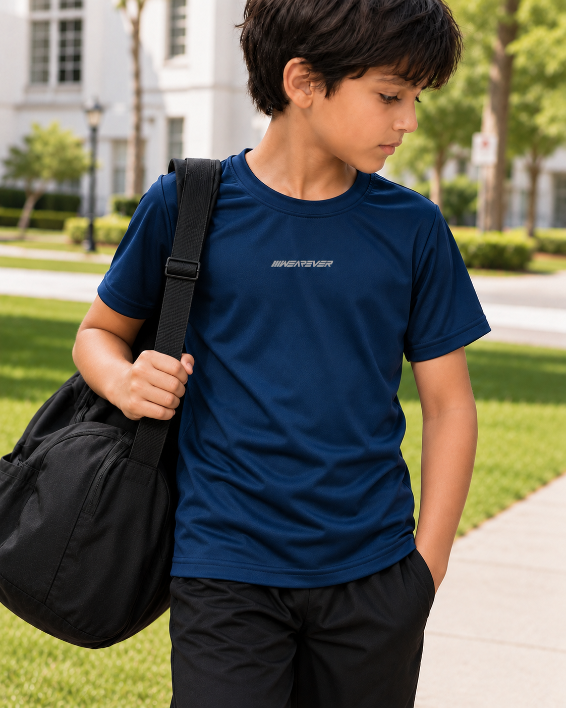 Kids Active Tee – Navy Blue