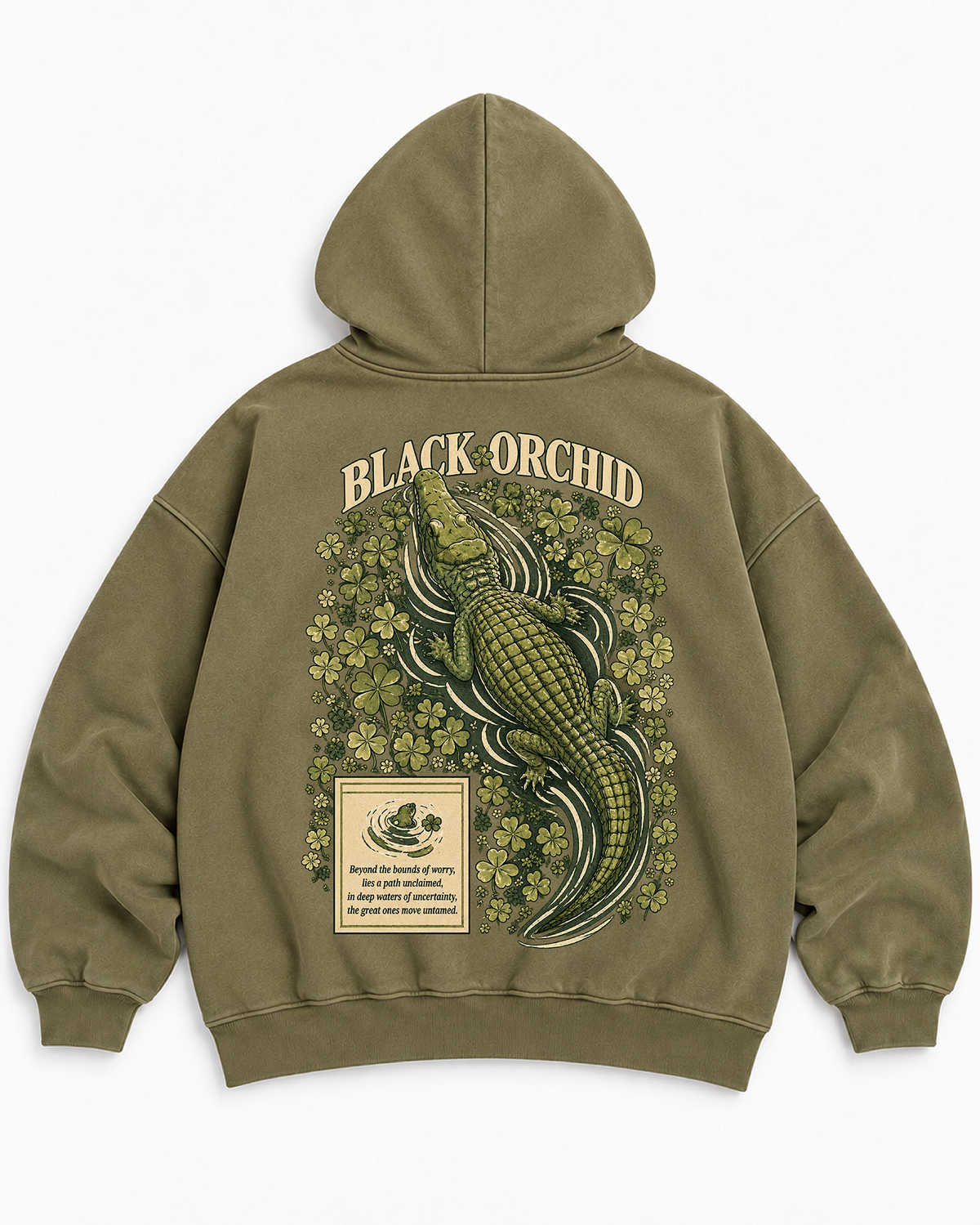 BLACK ORCHID – Olive Green Oversized Hoodie