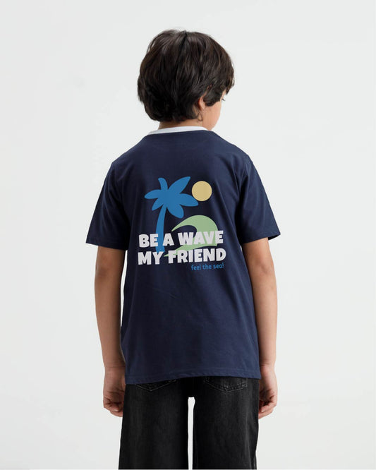 Be A Wave Graphic Ringer T-Shirt