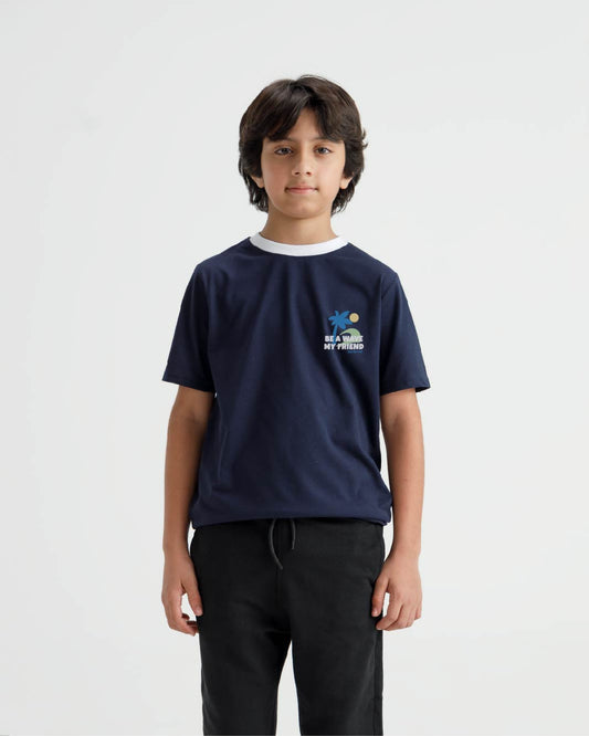 Be A Wave Graphic Ringer T-Shirt