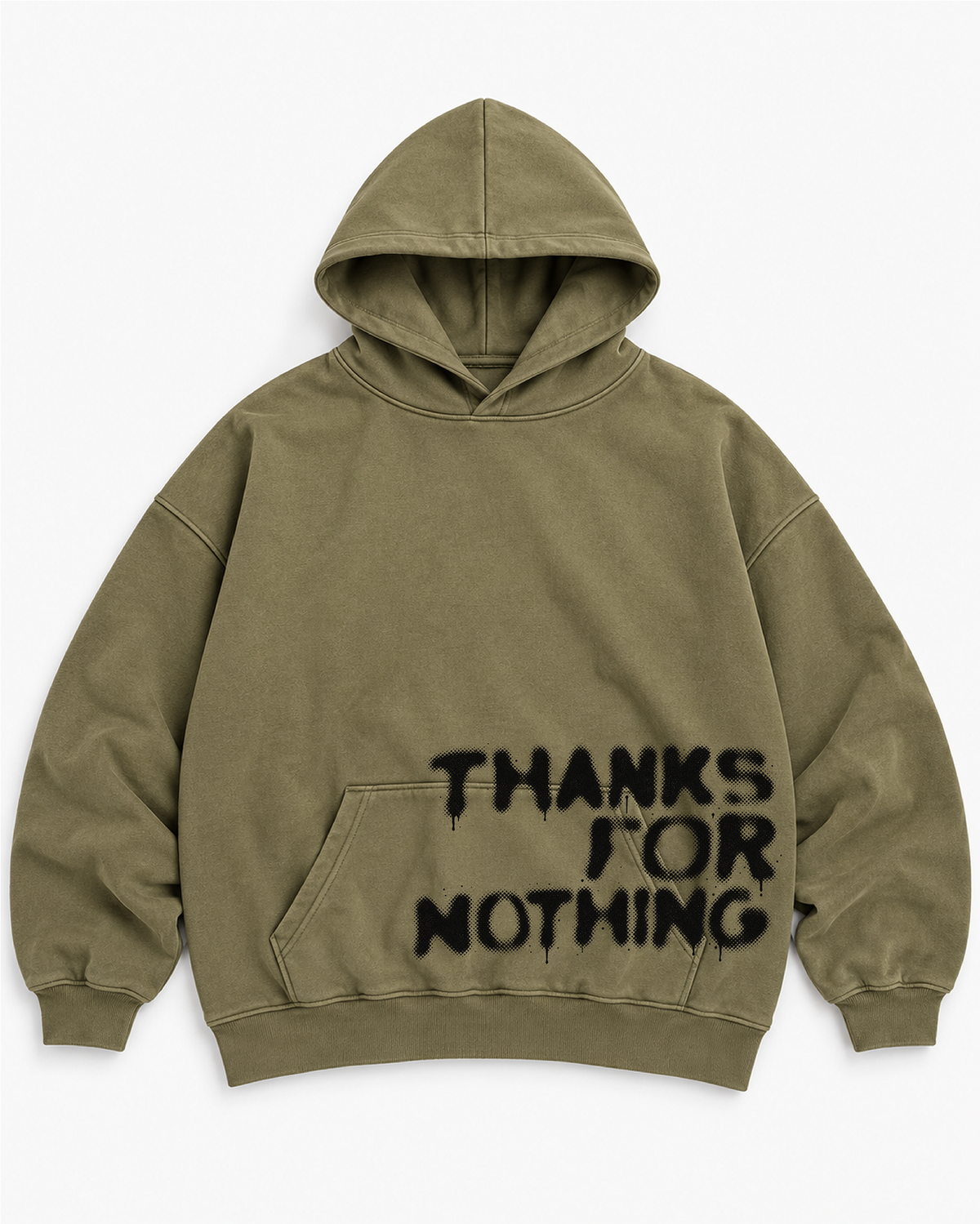 Thanks For Nothing – Olive Oversized Hoodie