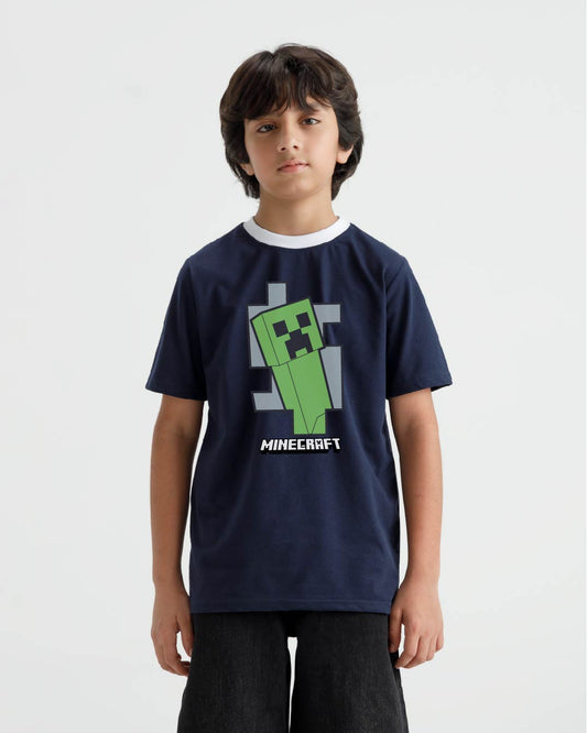 Minecraft Blocks Graphic Ringer T-Shirt