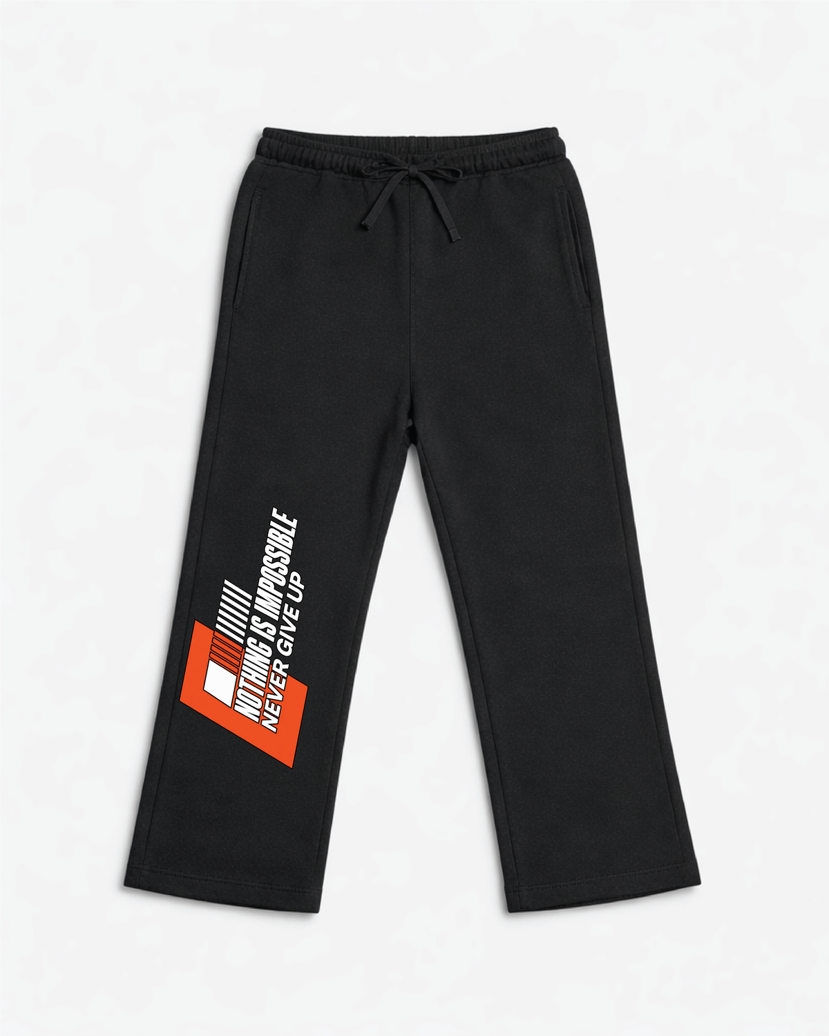 Never Give Up Black Relaxed Fit Trousers