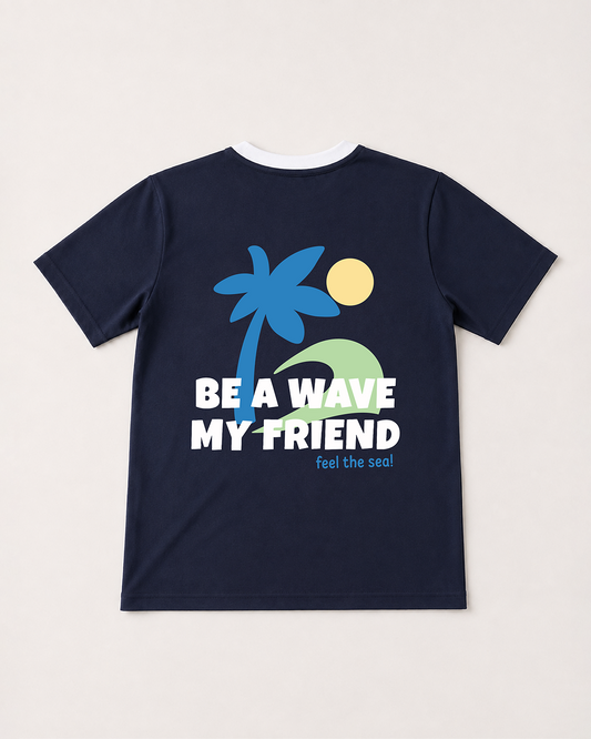 Be A Wave Graphic Ringer T-Shirt