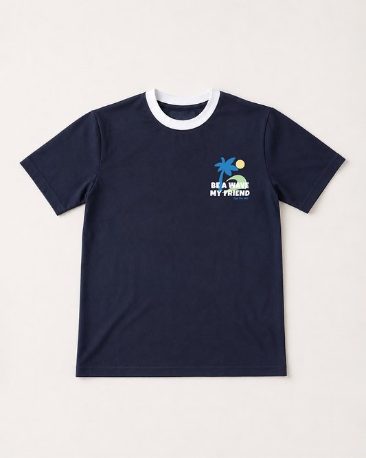 Be A Wave Graphic Ringer T-Shirt