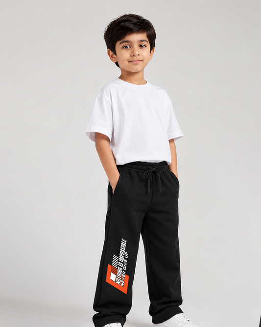 Never Give Up Black Relaxed Fit Trousers