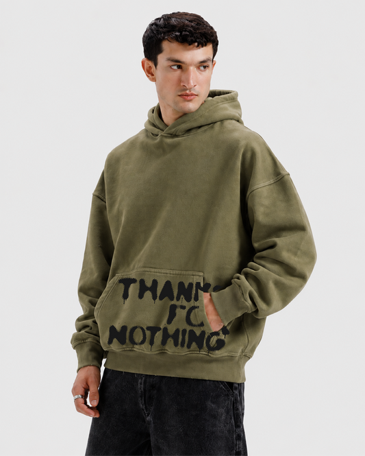 Thanks For Nothing – Olive Oversized Hoodie