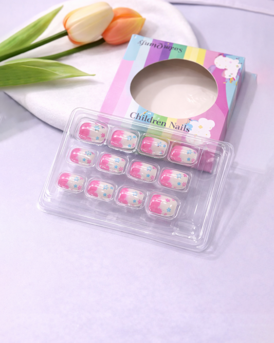Kids Pink & White Nail Set