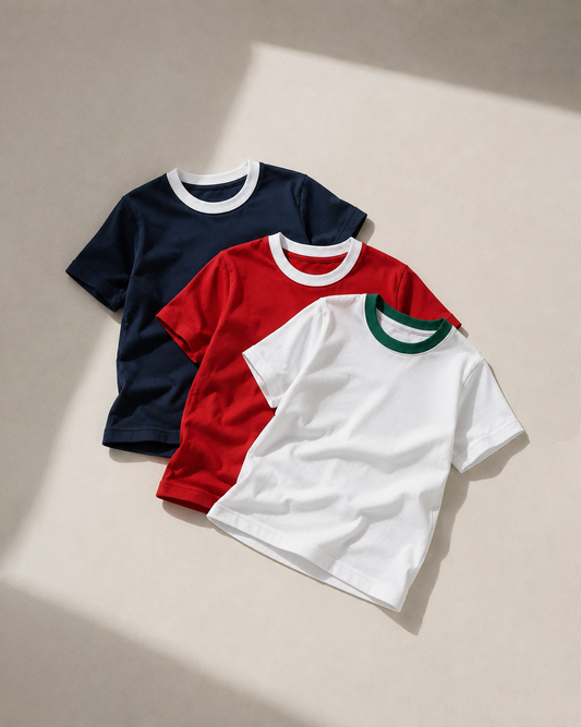 Pack of 3 Plain Kids’ Ringer T-Shirts