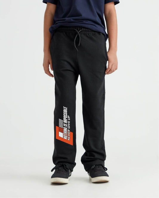 Never Give Up Black Relaxed Fit Trousers
